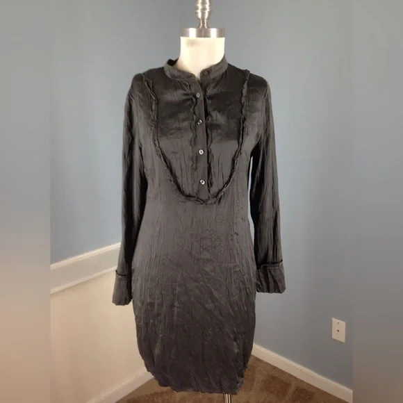 VTG | BANANA REPUBLIC SILK GIRLY COQUETTE UTILITY SHIRT DRESS TUNIC QUIET LUXURY - Picture 3 of 12